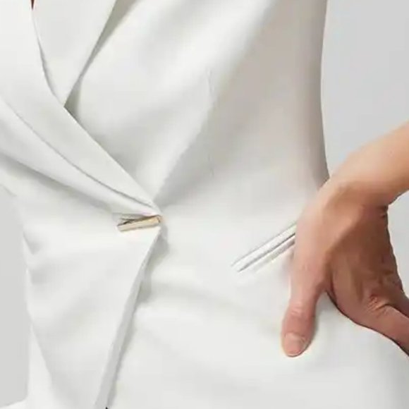 WHBM $190 WHBMยฎ Studio Blazer Ecru Off White  10  14 - Picture 5 of 7